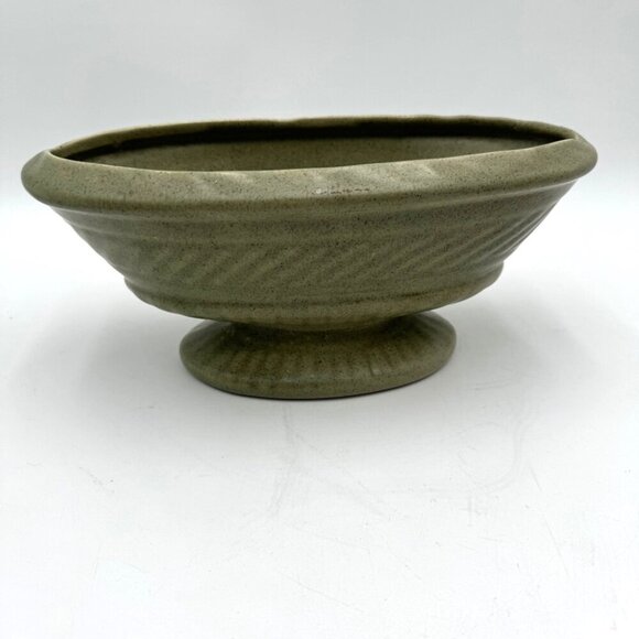 Vintage Haeger Pottery Green Oval Compote Planter Mid Century - Picture 9 of 16